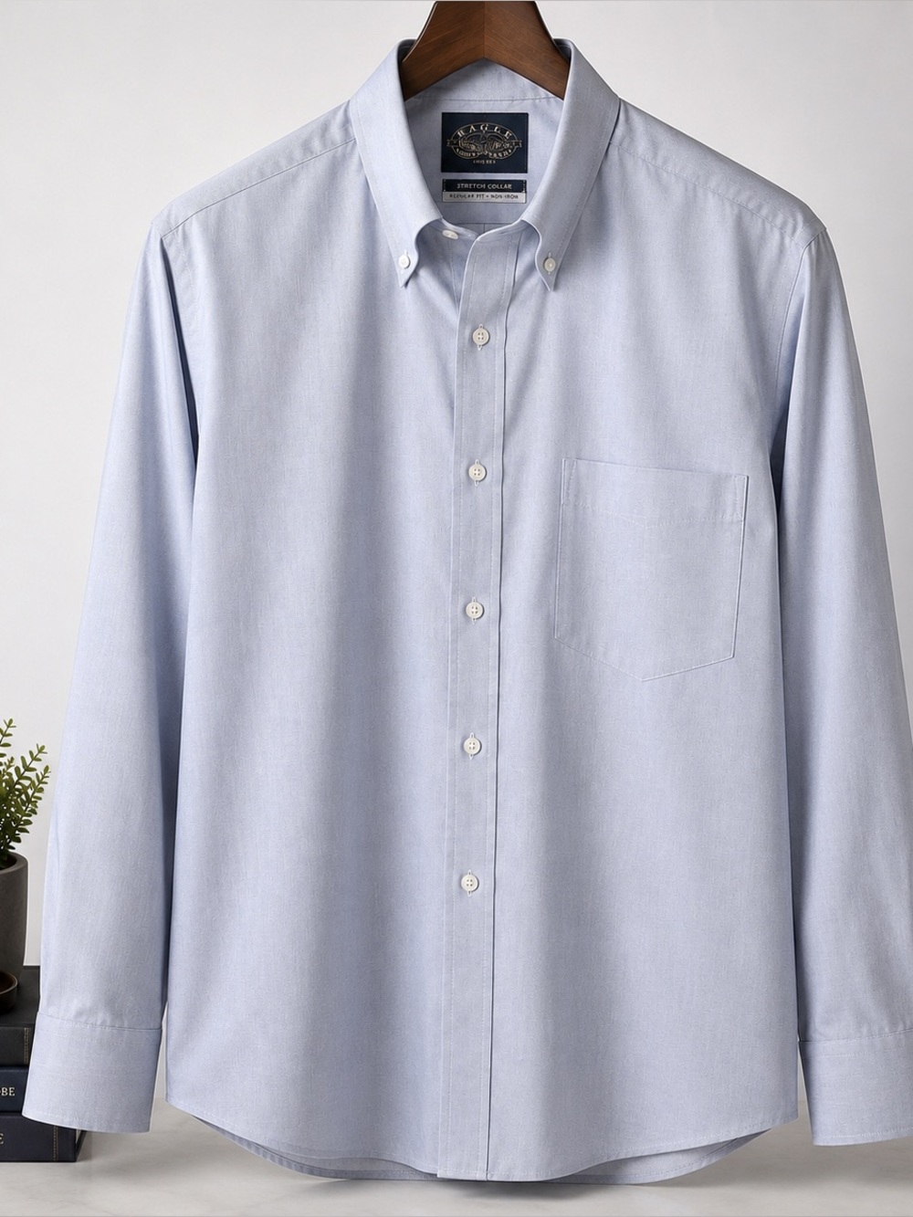 Eagle Shirtmakers Blue Pinpoint Oxford Button Down Dress Shirt 18 34/35